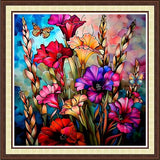 Magxvouy Cross Stitch Kits Stamped Full Range of Embroidery Kits,Cross Stitch Patterns Needlework Kits for Beginners 11CT Printed Kits&Colorful Flowers 18x18 inchs