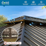 Domi 12x14FT Hardtop Gazebo with Netting & Curtains, Outdoor Aluminum Frame Gazebo with Galvanized Steel Double Roof, Outdoor Permanent Metal Pavilion for Patio Deck Lawn and Garden, Wood-Looking domi outdoor living