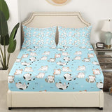 Erosebridal Cat Sheet Sets King, Kawaii Garfield Persian Cat Flat Sheet for Kids Boys Girls, Paw Print Love Heart Bed Sheets, Cartoon Animals Soft Fitted Sheet 4 Pieces, Blue Erosebridal
