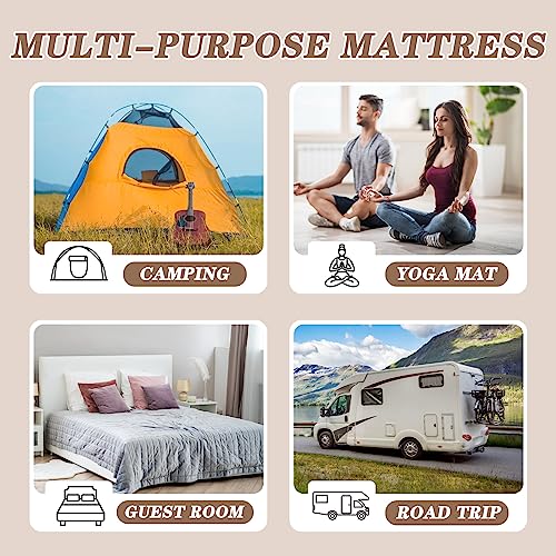 DoCred Queen Size Futon Mattress, Extra Thick Foldable Japanese Floor Mattress Memory Foam Sleeping Pad for Adults, Roll Up Mattress Tatami Mat Breathable Floor Lounger Guest Bed DoCred