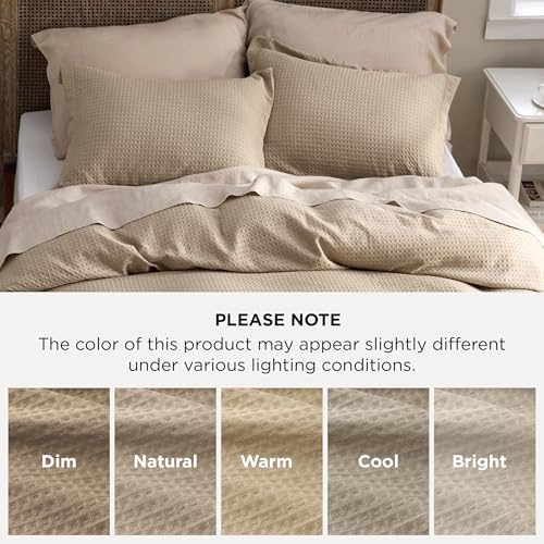 Bedsure Luxury Waffle Duvet Cover King Size - Textured Duvet Cover Set, Soft, Breathable Bedding Set (104"x90") with 2 Pillow Shams for All Season, Khaki, Comforter Not Included Bedsure