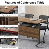 Conference Room Tables,Folding Conference Tables,Flip Top Rolling Mobile Table with Silent Locking Wheels,Modern Portable Seminar Training Meeting Table Business Tables (6 Pack, 61x21.7x29.5inch) Lenyedr