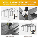 12' x 20' Carport, Heavy Duty Carport with Updated Roof & Enhanced Base, All Weather Steel Car Port, Multi-Use Car Port Garage, Metal Carports for Car, Truck, Boat, Tractors, Party, Grey FansaFurn