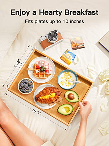 Bamboo Bed Tray Table with Foldable Legs, Breakfast Tray for Sofa, Bed, Eating, Working, Used As Laptop Desk Snack Tray by Pipishell Pipishell