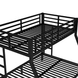 Bellemave Twin Over Full Bunk Bed for Teens, Twin Over Full Bunk Bed Frame with 2 Side Ladder and Full Length Guardrail, Easy Assemble Bunkbeds, Noise Reduced, Mattress Not Included, Black Bellemave