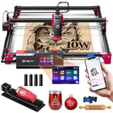 Algolaser 10W Laser Engraver Machine - Laser Engraver/Cutter with Rotary Roller & Laser Engraver Riser - Laser Engraving Machine with 3.5" Smart Touchscreen & AlgoOS,Laser Engraver for Wood & Metal AlgoLaser
