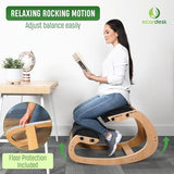 Ecordesk Ergonomic Kneeling Chair, Adjustable Seat - Office Chair for Desk, Posture Corrector, Premium Comfort Cushion, Wooden Rocking Knee Chair (Black) Ecordesk
