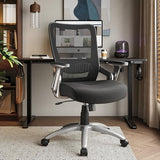 SUNNOW Office Chair, Ergonomic Computer Desk Chair, Sturdy Executive Task Chair - Adjustable Lumbar Support, Flip-up Arms, Tilt Function, Comfy Wide Seat, Swivel Mesh Home Office Desk Chairs (Black) SUNNOW