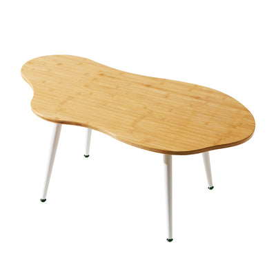 ZHUMUJIAJU Modern Coffee Table for Living Room- Small Tea Tables with Bamboo, Mid Century Modern Coffee Tables Adjustable, Wood Accent Sofa Center Table for Living Room & Office