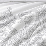 Sunshine Nicole Reversible Comforter Set, Brushed Microfiber Fabric with Embroidery for Front and Printed Microfiber Fabric for Reverse, 3 Pieces Grey White King Sunshine Nicole