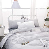 Wake In Cloud - Striped Cotton Duvet Cover Set, Ticking Stripe Pinstripe Farmhouse, 100% Cotton Bedding Set, 3 Pieces, Gray White, Full Size Wake In Cloud