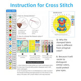 DIY Cross Stitch Kits Black Bear in Flowers Easy for Beginners 11CT Stamped Counted Cross Stitch with Hoop Needlepoint Embroidery Set Craft Wall Decor 20x20cm