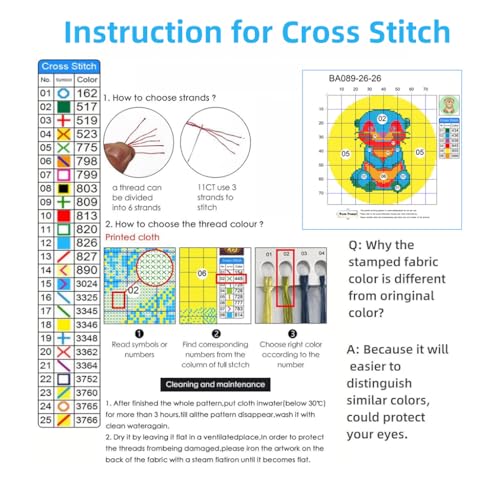 DIY Cross Stitch Kits Red Rose Easy for Beginners with Hoop 11CT Needlepoint Embroidery Stamped Counted Cross Stitch Set Craft Wall Decor 20x20cm-2