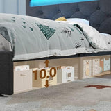 Rolanstar Twin Bed Frame with Charging Station, LED Bed with Under Bed Storage, Adjustable Headboard 38.9/40.8 Inches, No Box Spring Needed, Noise Free, Easy Assembly, Grey Rolanstar