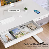 Furmax Electric Standing Desk with Drawer 48 x 24 Inch Adjustable Height Stand up Desk One-piece Board Pre-assembled Home Office Computer Desk with USB Ports, White Furmax