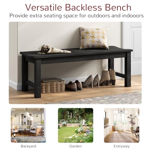Stoog Outdoor Bench, 2-Person Patio Backless Bench, All-Weather HIPS Garden Bench, Never Rot or Fade, for Backyard, Porch, Patio, Deck, and Entryway, Black Stoog