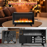 uHousDeco 16in Freestanding Electric Fireplace Heater, Small Fire Place Electric Fireplace with 3D Realistic Flame, Portable Indoor Fireplace Space Heater, 750W | 1500W uHousDeco