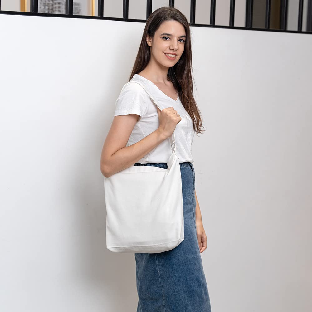 Draw blank White Women's blank large Size Canvas Crossbody Tote Handbags Shoulder Bag Hobo Casual Tote Diy/gifts/aesthetic/personalized