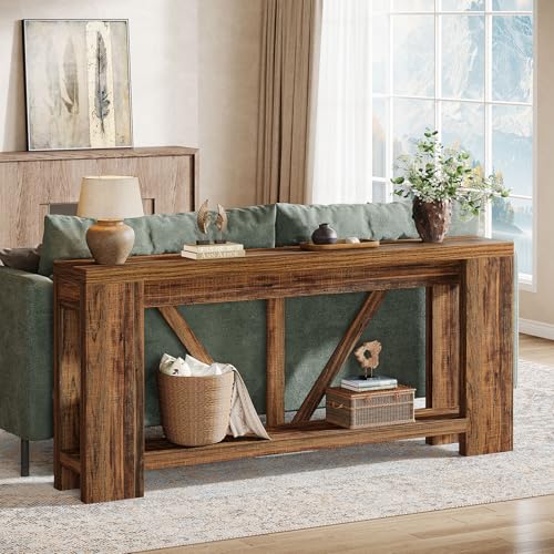 Tribesigns 70.9" Sofa Tables Narrow Long, Rustic Farmhouse Console Table Behind Couch with Storage Shelf, Accent Hallway Foyer Tables for Living Room, Entryway, Entrance, Dark Brwon Tribesigns