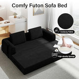 Nivayor 78'' Sleeper Couch Bed for Living Room, Convertible Modular Sofa with Fixed Frame and Side Pocket, Corduroy Futon Boneless Couches in a Box, No Assembly, Black Nivayor