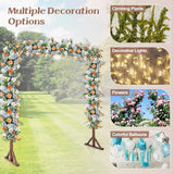 S AFSTAR 7.2FT Square Wedding Arch Frame Wooden, Balloon Floral Arch Stand W/Triangular-Shaped Base, 4 U-shaped Stakes, Indoor Outdoor Wood Arbor Backdrop Stand for Wedding Ceremony Party S AFSTAR