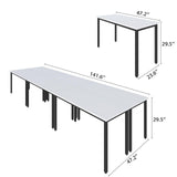 Bonzy Home Conference Tables 12ft Office Computer Desk for Meeting Room Study Writing Printer Table Save Space Design for 14 People 6PCS 141.6"x47.2"x29.5", White Bonzy Home