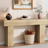 knoworld 63 Inch Long Console Table for Entryway, Farmhouse Wood Rectangular Sofa Table Behind Couch Table, Narrow Entryway Table for Living Room, Entrance, Hallway, Foyer, Easy Assembly (Natural) knoworld