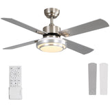 FINXIN Indoor Ceiling Fan Light Fixtures Remote LED 48 Brushed Nickel Ceiling Fans for Bedroom,Living Room,Dining Room Including Motor,Remote Switch (48" 4-Blades) FINXIN