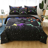 JQinHome Twin Gamer Comforter Sets for Boys&Girls ,6 Piece Bed in A Bag 3D Video Game Bedding -All Season Microfiber Gamer Bedding Sets for Kids, with Pillowcase, Flat & Fitted Sheet,Cushion Cover JQinHome