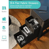 Lufeiya Black Gaming Desk with LED Lights and Power Outlets, 47 inch Computer Desk with Fabric Drawers and Storage Shelves, Home Office Desk with Monitor Stand, Black Lufeiya