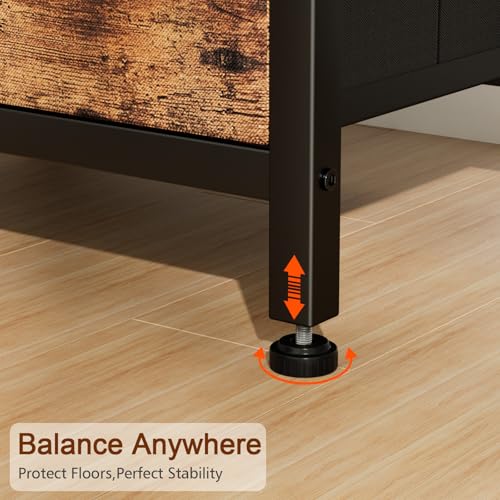 LOAKEKEL Nightstand with Charging Station, End Table with 2 Fabric Drawers, Night Stand for Bedroom, Small Bed Side Table with USB Ports and Outlets for Living Room, Brown, HETS020BR-1 LOAKEKEL