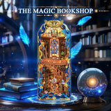 Mccreadee Book Nook Kit, DIY Miniature House 3D Wooden Puzzle with LED Light, Fantasy Bookstore Bookshelf Decor for Adults, Teens & Beginners, Gift for Book Lovers