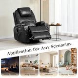 AHMED Dual Motor Power Swivel Rocker Recliner Chair with Massage & Heat, Electric Glider Rocking Chairs with Cup Holders,LED Lights, USB A/USB C Ports for Living Room, Nursery, Black