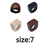 Original Natural Wood Rings Handmade Retro Geometric Round Statement Rings Vintage Bohemia Wooden African Ethnic Ring Jewelry for Women-brown WE ME