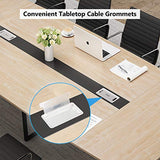 LITTLE TREE 8FT Conference Room Table, 94.48L x 47.21W x 29.52H Boat Shaped Meeting Table, Light Walnut LITTLE TREE