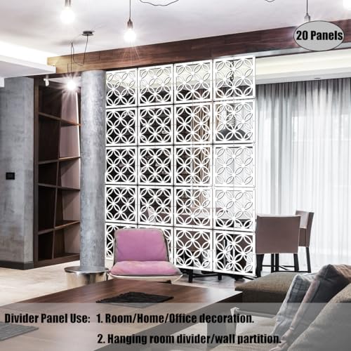 Hanging Room Divider - 10Pieces White Wood-Plastic Hanging Screen Panel DIY Wall Dividers Privacy Room Hotel Decoration (WH) LRZCGB
