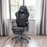 AutoFull Gaming Chair, Racing Style Gaming Chair with Ergonomic Lumbar Support,Adjustable High Back PU Leather PC Chair with Footrest,Black AutoFull