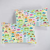 FUYEUN Rainbow Comforter Sets Twin Size Cartoon Floral Frogs Bedding Set for Girls Kids Children Boys Butterfly Flowers Bees Insects Cute Kawaii Quilt 1 Comforter + 1 Pillow Case FUYEUN