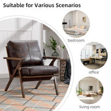 INZOY Mid-Century Modern Accent Chair with Wood Frame Set of 2, PU Leather Living Room Chair and Soft Thick Padded Armchair for Living Room Bedroom Reception with Removable Upholstered Cushions, Brown INZOY