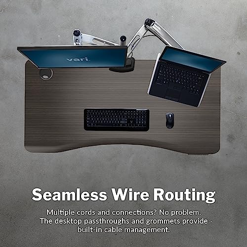 Vari Ergo 54x26 Electric Standing Desk – Height Adjustable Sit Stand VariDesk + Curved Waterfall Edge, 4 Memory Settings, Quick Assembly, Cable Management, 200 lb Capacity – Espresso (2 Boxes) Vari