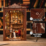 KERNOWO Book Nook Kit, DIY 3D Wooden Puzzles for Adults, Teens and Beginners, Miniature Tiny House Kit for Bookshelf Decor, Bookish Gift for Family, Friends, Book Lovers (Library)