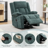 Hicosit Swivel Rocker Recliner Chair with Cup Holders, 360 Degree Rotating Nursery Rocking Chair, Manual Glider Recliner for Living Room (1, Green)