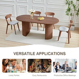 70.8 Inch Dining Table for 4-6 People, Oval Kitchen Table with Semi-Cylindrical Legs Base, Modern Farmhouse Round Dinner Tables for Dining Room Kitchen Living Room (Walnut) weselon