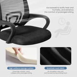 DUMOS Office Desk Chair - Ergonomic Mid Back with Lumbar Support & Rocking Mode, Height Adjustable with Fixed Armrest, Storage Back for Computer, Gaming, Conference, Meeting, 360° Swivel, Black DUMOS