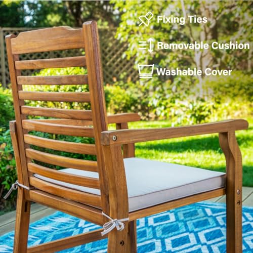 PHI VILLA 9 Pieces Acacia Wood Patio Dining Set for 8, Expandable Teak Dining Table & Wooden Chairs with Cushions, Farmhouse Dining Furniture Set for Outdoor Deck, Yard, Porch - WoodArtSupply