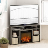 Furinno Jensen Corner TV Stand with Fireplace for TV up to 55 Inches, French Oak Grey Furinno