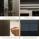 Domi 10x12FT Wall Mounted Sunroom, Against Wall Solarium with Galvanized Steel Sloping Roof, Detachable PVC Screen, Lockable Sliding Door, Lean-to Gazebo Sun Room for Patio Deck domi outdoor living