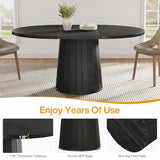 Tribesigns Oval Dining Table for 6 People, 55.11-Inch Farmhouse Kitchen Dinner Table with Cylindrical Pedestal (All Black) Tribesigns