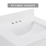 AOPNOMU 24’’ Inch White Bathroom Vanity Set - MDF+Metal Construction, with Sink,with Sliding Barn Doors and 2 Drawers, Freestanding Bathroom Vanities,White AOPNOMU