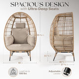 Bme Heavy Duty 500 Lbs Capacity Oversized Wicker Egg Chair for Outside, UV 2000 Hours Material with Non-discolouring Fabric Cushion, Durable Against Water, Weather Bme